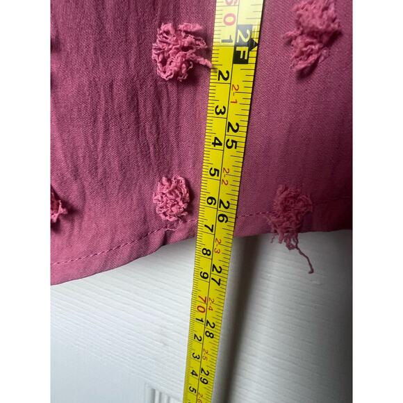 Bothenial Blouse Pink Textured Dots Collared Short Sleeve Shirt Size Small - Picture 6 of 7